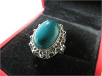 NEW TURQUOISE SIZE 7 RING STAMPED 925