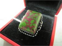 NEW MOSAIC TURQUOISE SIZE 9 RING STAMPED 925