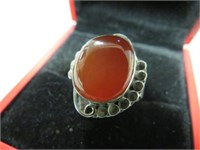 NEW RED CORAL SIZE 8 RING STAMPED 925