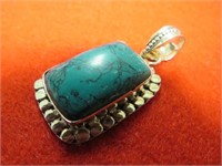 NEW 1.5" SANTA ROSA TURQUOISE PENDANT STAMPED 925