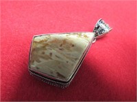 NEW 2" TUBE AGATE PENDANT STAMPED 925