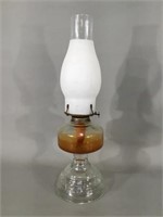 Glass Oil Lamp w/Frosted Chimney -Stained