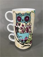 Coffee Mugs w/Owl Design -3