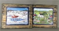 Folk-Art Prints -Decoupage on Wood Panels