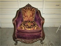 Ornate Wood & Upholstered Chair