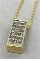 14KT YELLOW GOLD 1.00CTS DIAMOND PEND. WITH 16 IN