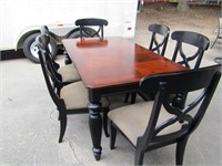 Black Wood Dine Table & 6 Chairs Some Scratches