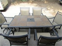 Outdoor Patio Table w/6 Chairs (2 swivel)