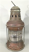Antique Copper Oil Lantern -Crack in Glass