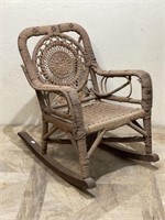 Small Woven Cane Rocking Chair