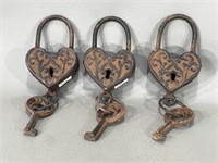 Heart Shaped Faux Locks w/Keys -Decorative Only