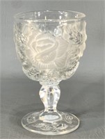 Madonna Inn Goblet -Clear w/Frosted Rose