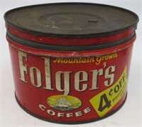 1959 Folgers Mountain Grown Coffee Tin
