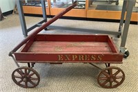 Large antique wood and iron wagon with wooden