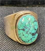 Sterling silver and turquoise ring size 8