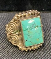 Sterling silver and turquoise ring size 9,