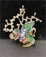 Sterling silver pin with enamel and