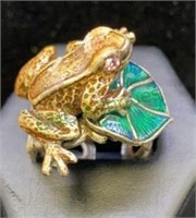Sweet romance frog ring signed