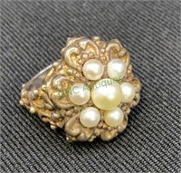 14k gold over sterling ring with pearl