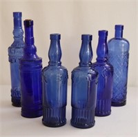 6x Vtg Cobalt Bottles
