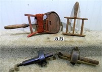 4 – Measuring devices: 2 – wooden marking gauges: