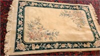 Wool Tufted Rug Floral Off White, Green