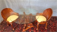 Dining Set Table w/ Dolphin Base, 2 Chairs