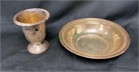 Lot includes a 5 1/4 inch sterling silver bowl