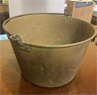 Antique American brass bucket kettle with a iron