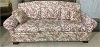 Ethan Allen red and white toile printed sofa -