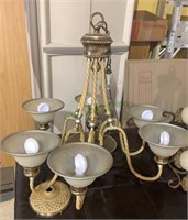 Large 6 light chandelier with frosted glass