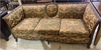 Antique straight back sofa couch - newer golden