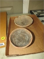 (2) NATIVE AMERICAN CLAY BOWLS, AS IS
