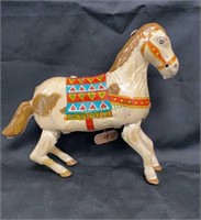 Vintage wind up horse tin toy - 8 inches long by