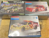 (3) NASCAR Model Kit Cars in Boxes