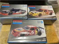 (3) NASCAR Model Kit Cars in Boxes