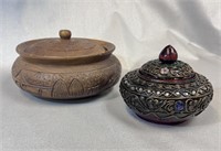 Wood & Lacquer Lidded Bowls
