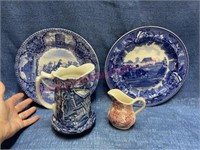 Staffordshire England plates -pitchers & Wedgwood
