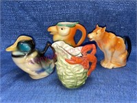 (4) Animal creamer pitchers