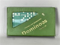 Vintage Green Dominoes in Box