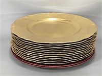 Charger Plates -Gold & Red Plastic