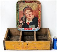 Coke Cola Vintage Tray & Wood Crate