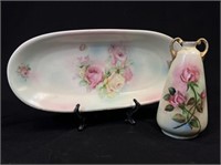 Porcelain Tray & Vase -Hand Painted