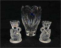 Waterford Crystal Vase & Swan Candle Holders
