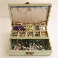Vtg Jewelry Box & Contents
