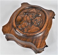 Hand Carved Burlwood Memento Box