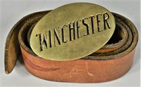 Winchester Brass Buckle and Leather Belt