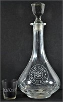 Etched Glass Decanter for Old Kirk Whiskey