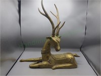 Large, Heavy, Vintage, Brass look Reindeer Statue