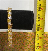 Vermeil Bracelet w/ Yellow /Clear Stones   Test